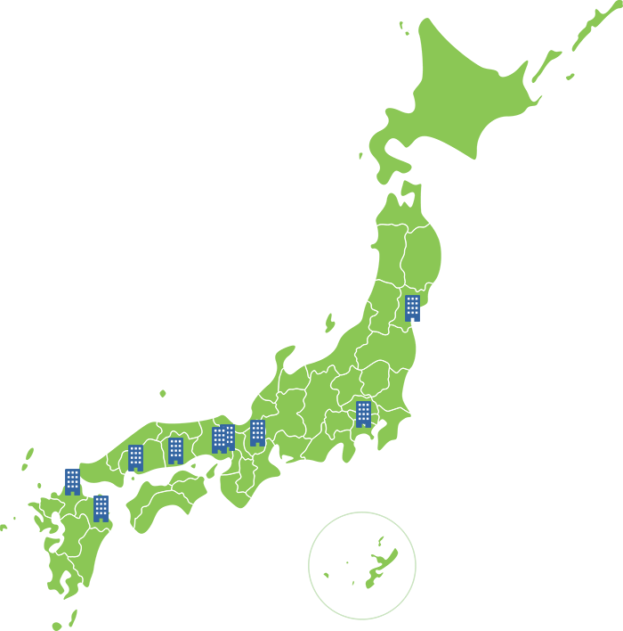 事業部の拠点と担当エリアマップ